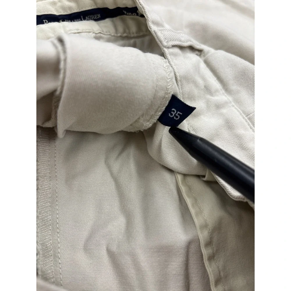 Vintage Polo Ralph Lauren Mens Pleated Chino Shorts Stone Beige Sz 35 6